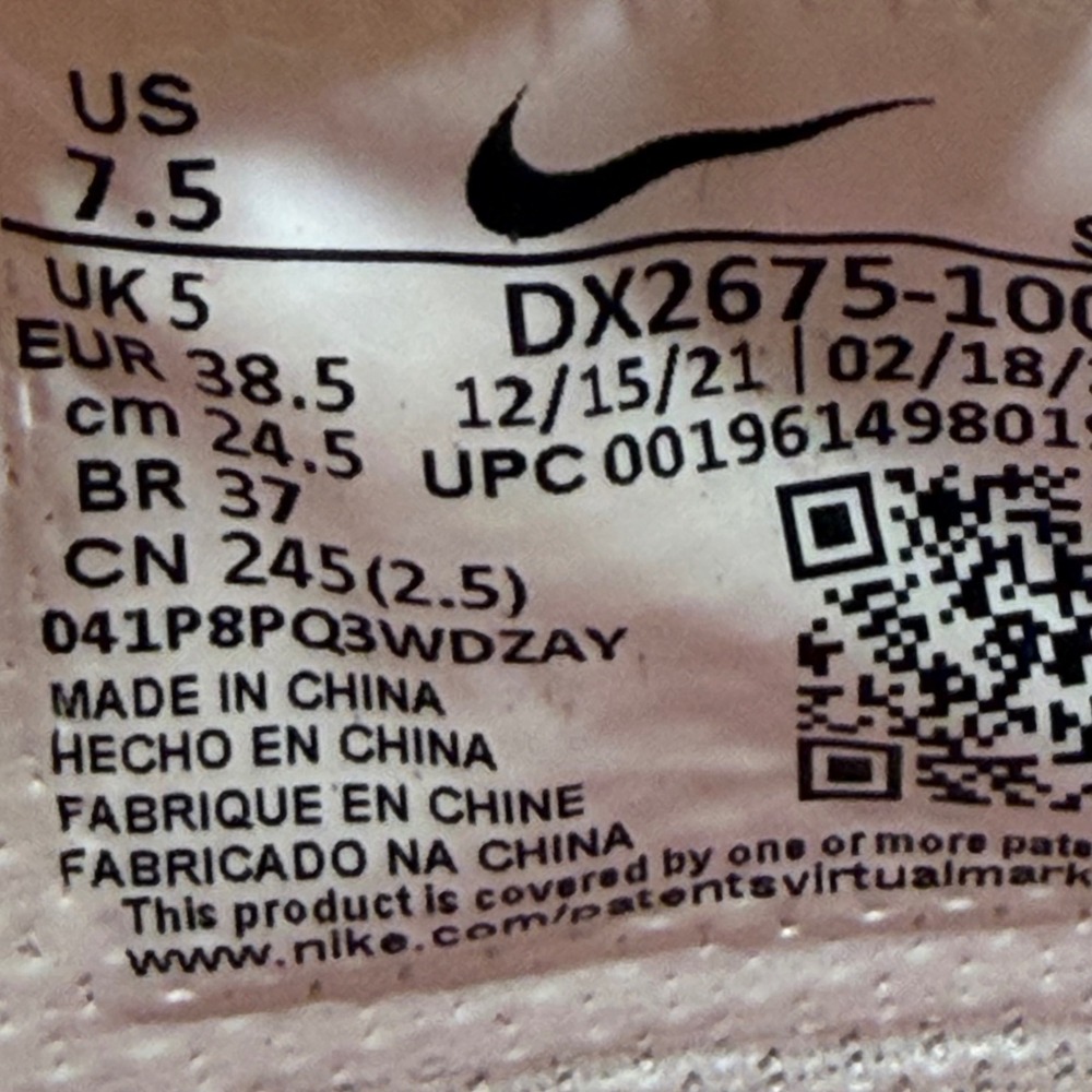 B+ gym Nike Fontanka Air Force 1 Yellow Orange Pink White DX2675-100 Womens 7.5 - Picture 5 of 11